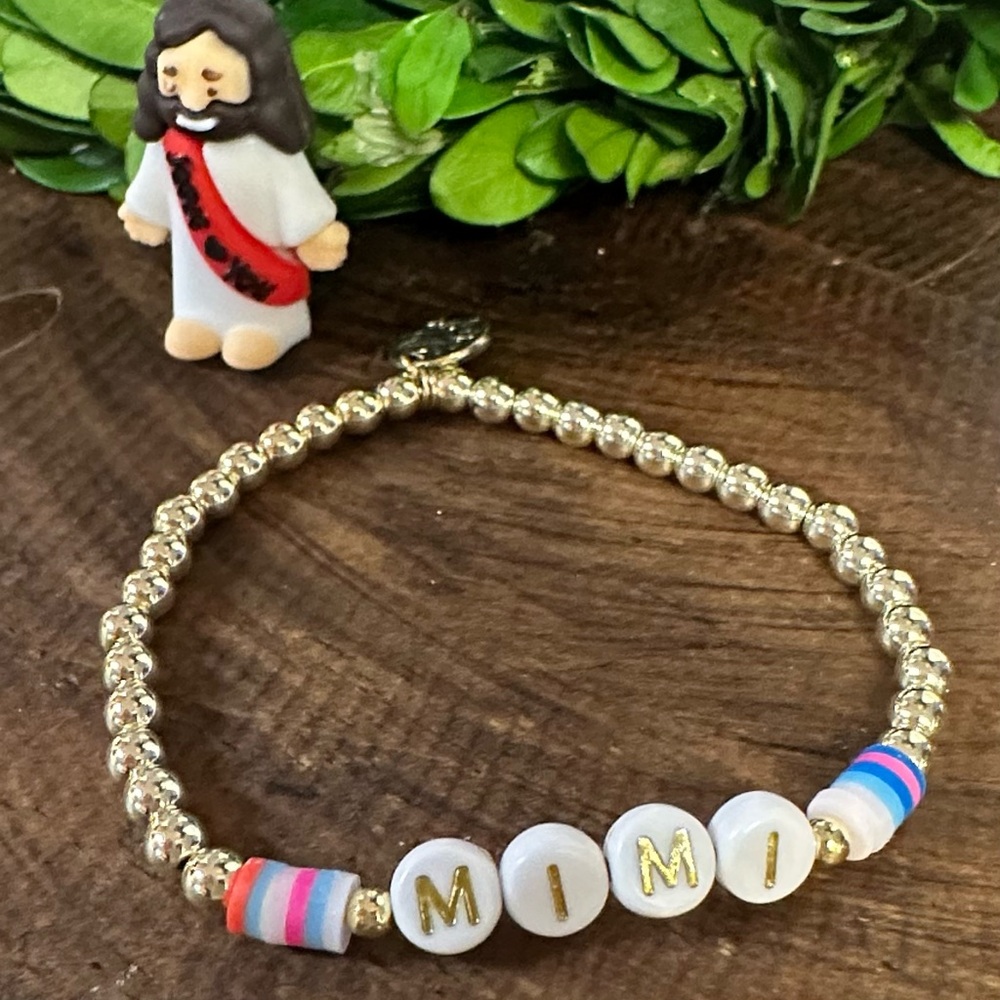 Gold and White Beaded “MIMI” Bracelet